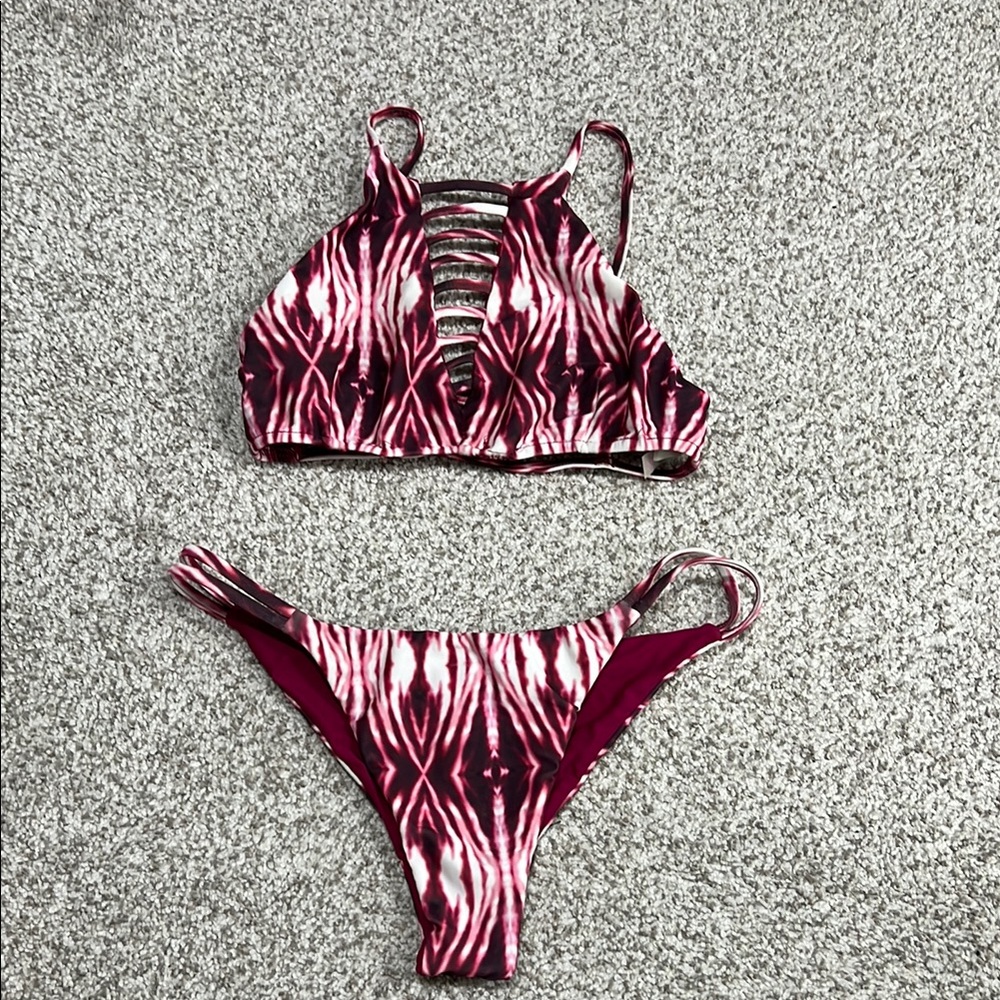 Stylish Pink and White Bikini Set